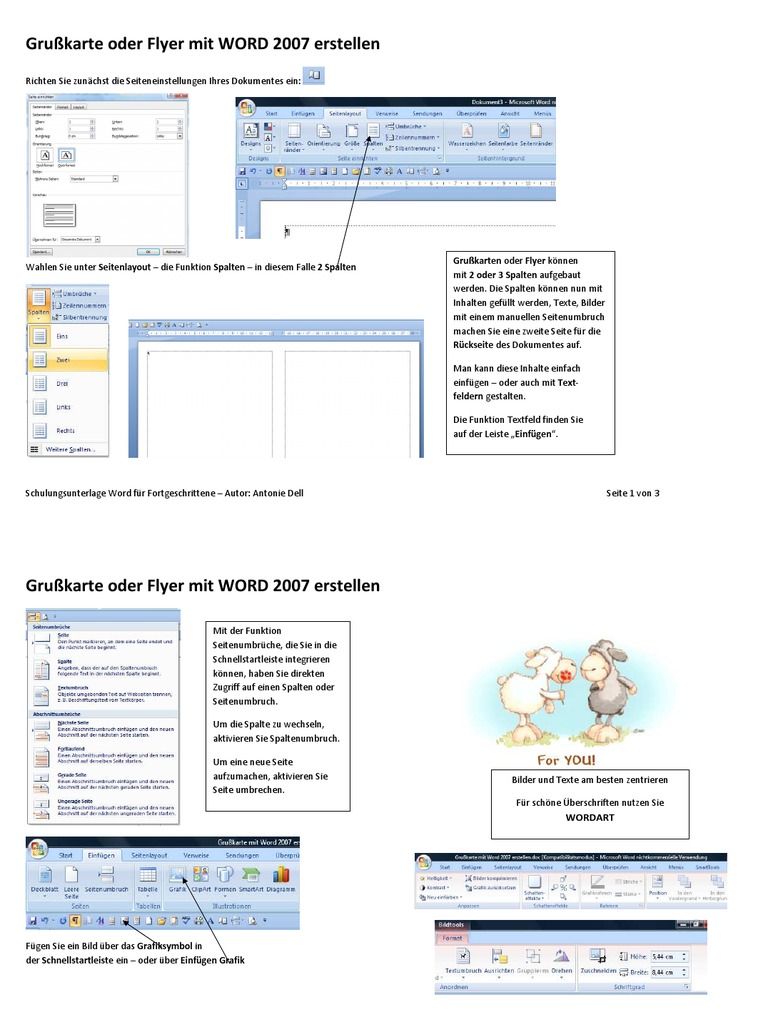 Grusskarte Oder Flyer Mit Word 07 Erstellen