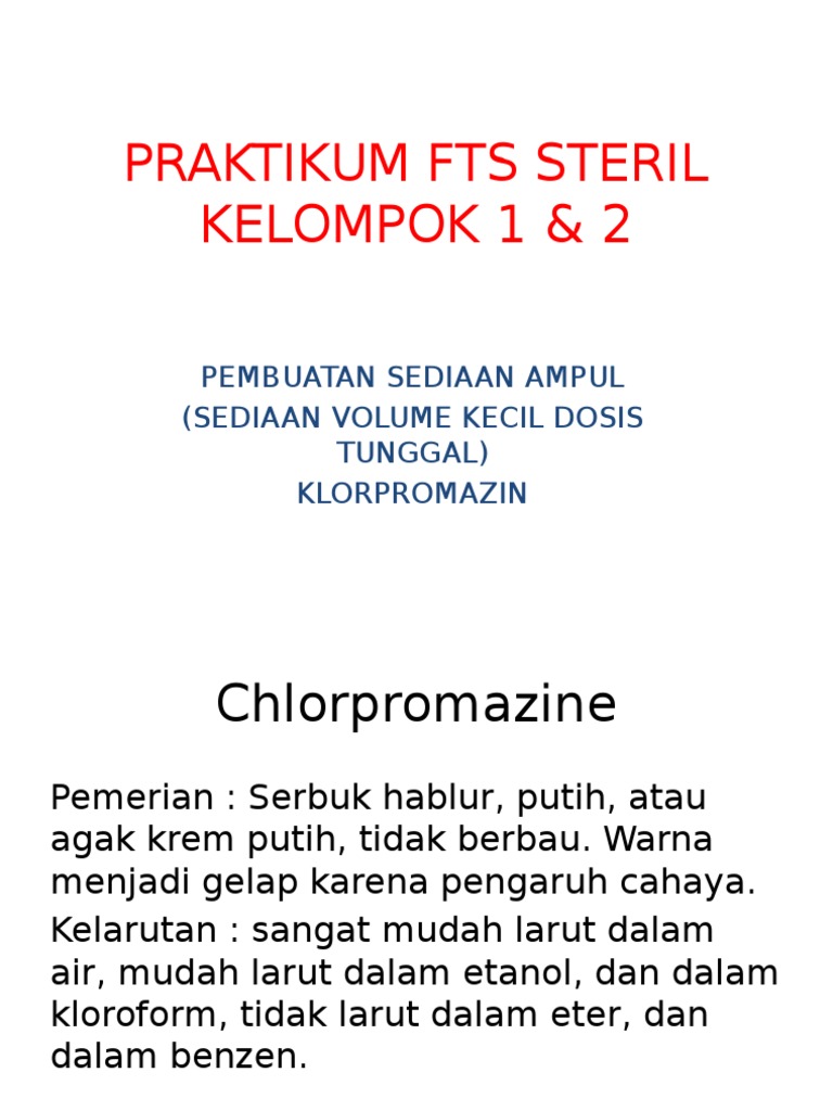 Pembuatan Sediaan Ampul Klorpromazin | PDF