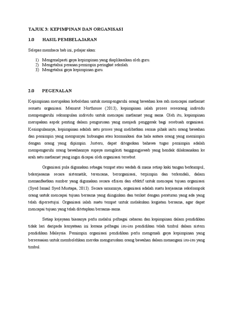 Topik 3 Kepimpinan Dan Organisasi Pdf