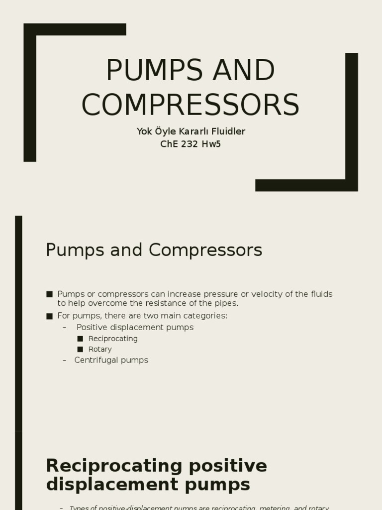 Overview of Pumps and Compressors | PDF | Pump | Chemical Engineering