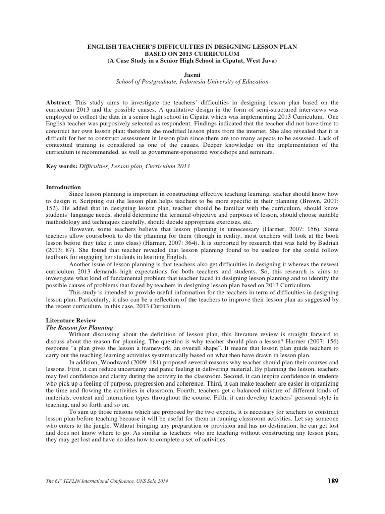 Challenges in Designing English Lesson Plans | PDF | Lesson Plan ...