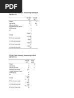 T-Test: Two-Sample Assuming Unequal Variances: Variabl E1 Variab Le2