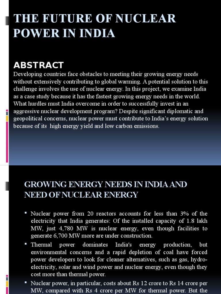 The Future of Nuclear Power in India | PDF | Nuclear Power | Nuclear ...