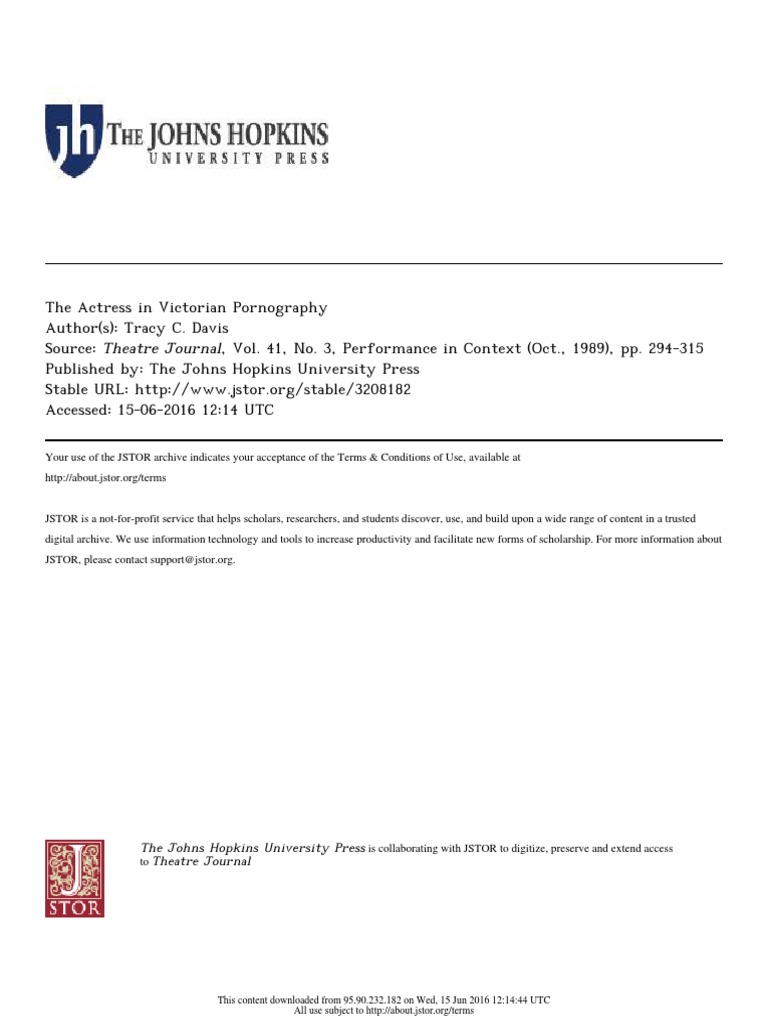 The Actress in Victorian Pornography | PDF | Erotic Literature | Theatre