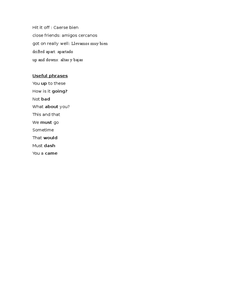 Spanish Phrases for Friendship and Connection | PDF