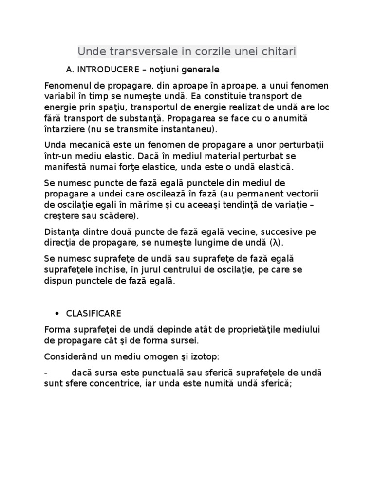 Unde Transversale in Corzile Unei Chitari