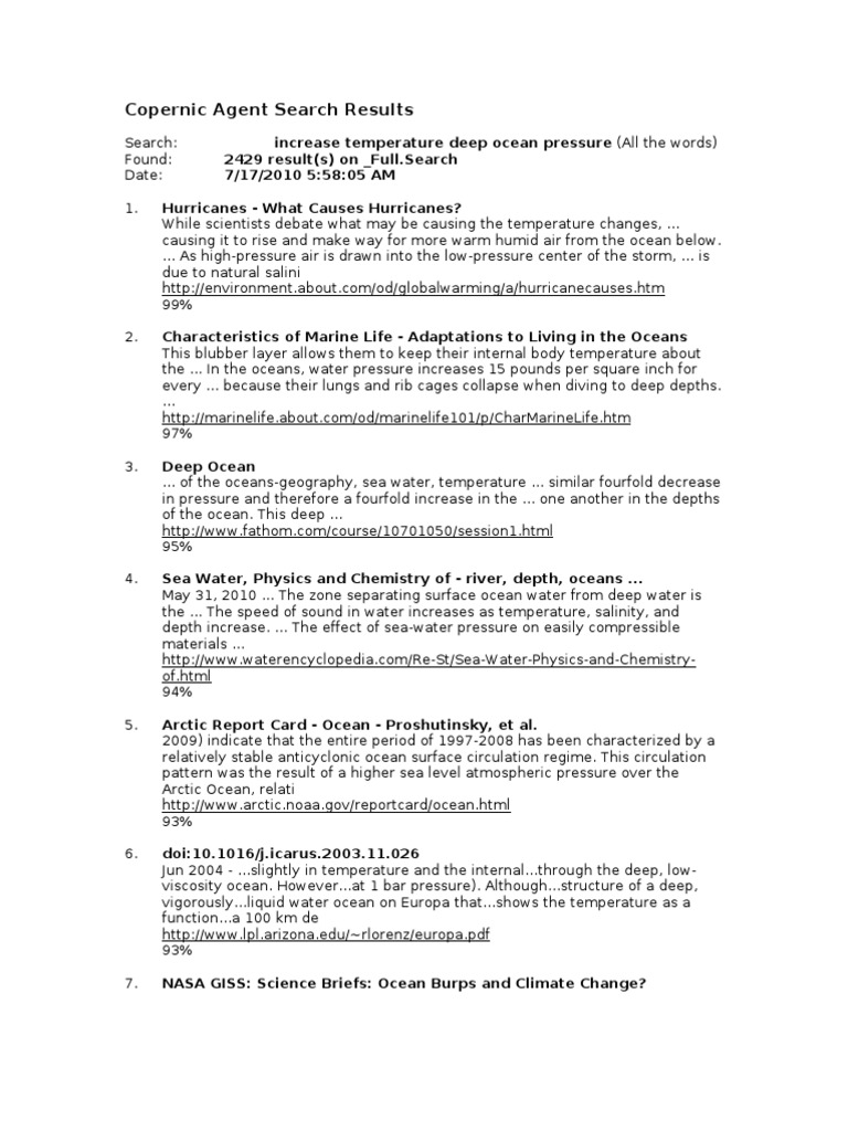 Increase Temperature Deep Ocean Pressure Oceans Atmospheric Circulation