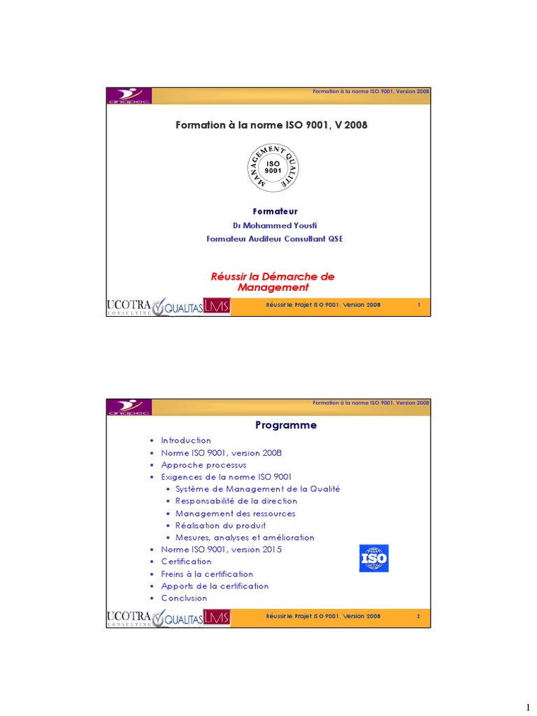 Formation ISO 9001 : Réussir la certification | PDF | Management de la ...