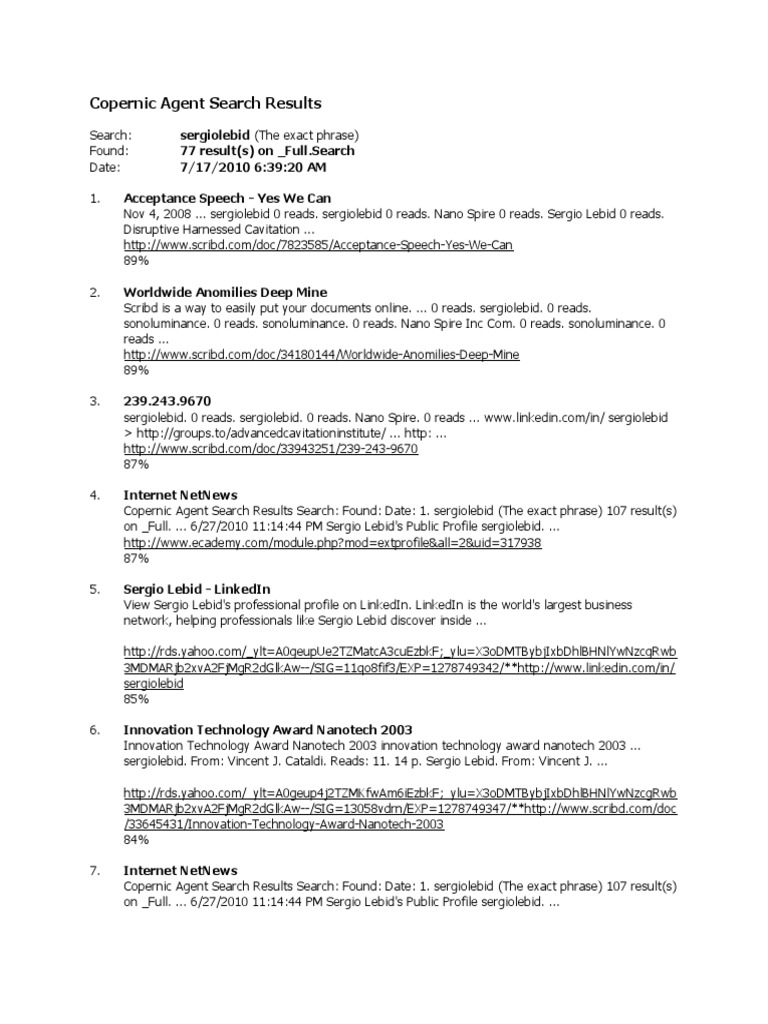 Copernic Agent Search Results | PDF | World Wide Web | Web 2.0