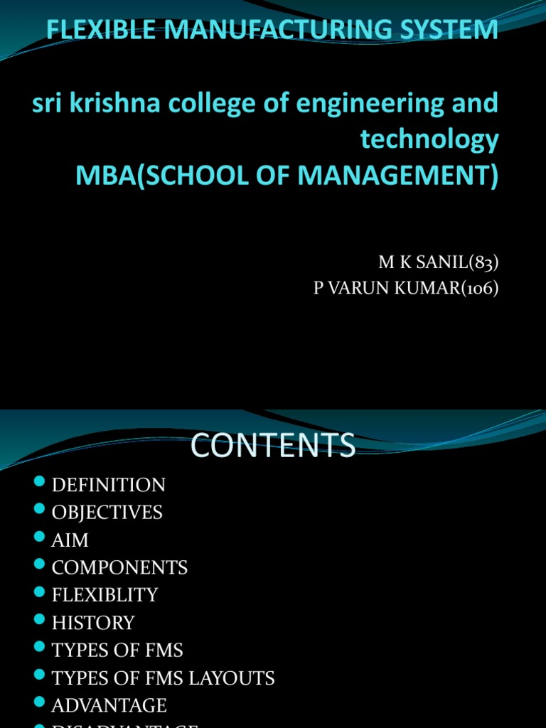 Flexible Manufacturing System Sri Krishna College of Engineering and ...
