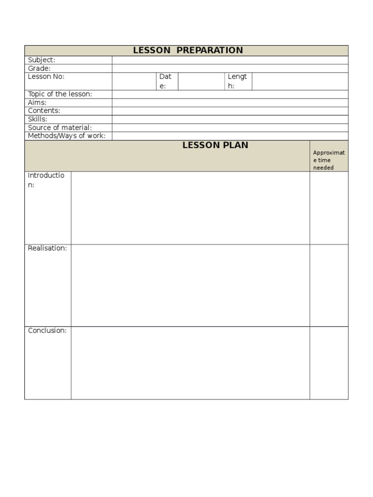 Lesson Preparation Template Guide | PDF