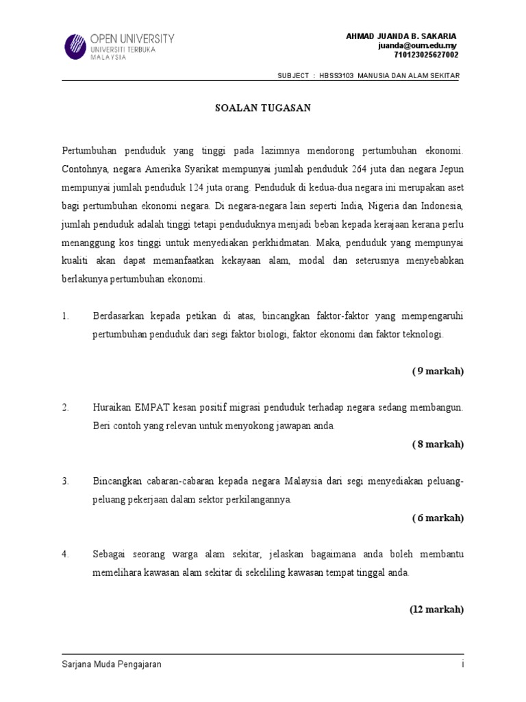 Assignment Hbss3103 Manusia Dan Alam Pdf