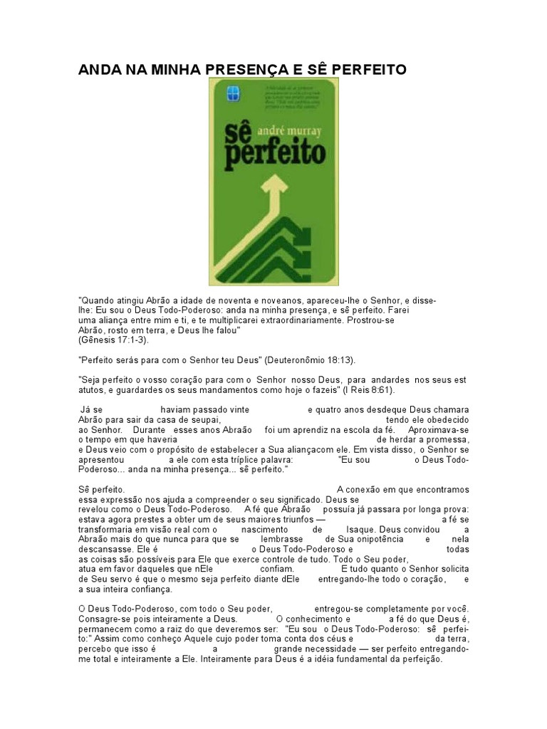 Perfeição na Presença de Deus | PDF | Os Dez Mandamentos | Eucaristia
