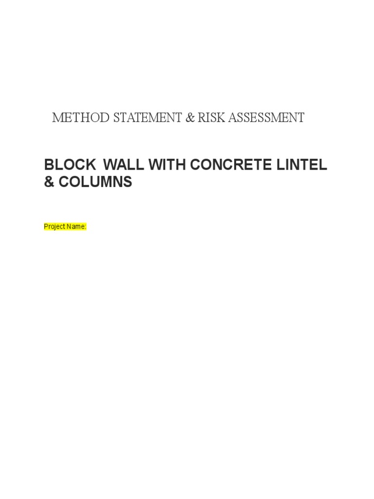 Risk Assessment for Block Wall Construction | PDF | Masonry | Wall
