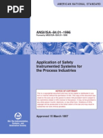 ANSIISA–84.01–1996 - Application of SIS for Process Industri