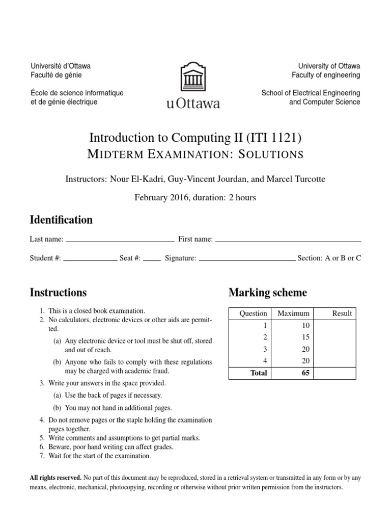 Winter 2016 Midterm Solutions | PDF | C (Programming Language ...