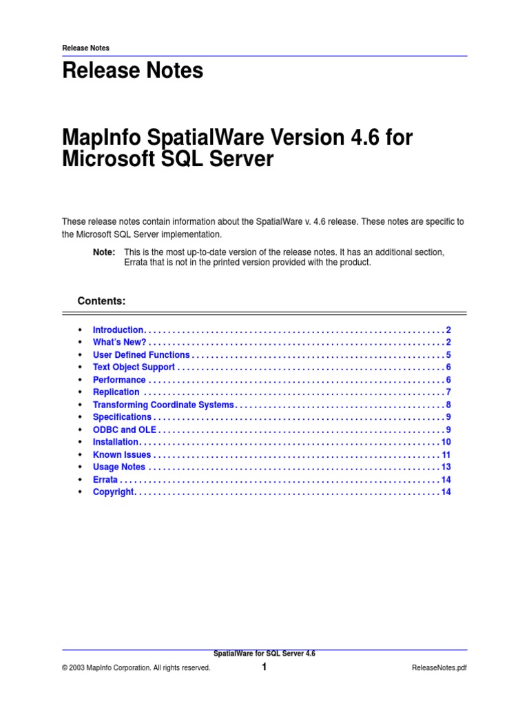 Mapinfo Spatial Ware For Microsoft Server | PDF | Microsoft Sql Server ...
