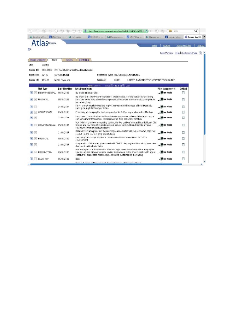 PPM_Project Management_Sample Atlas Risk Log