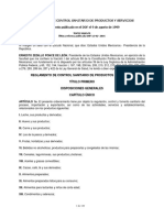 Reglamento de Control Sanitario de Alimentos y Servicios