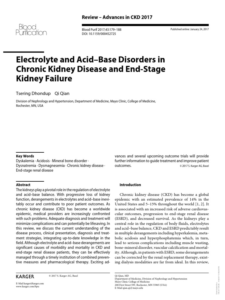 Electrolytes Disturbances in CKD and ESRD | PDF | Chronic Kidney ...