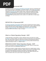 What Is An 'Unsponsored ADR': American Depositary Receipt (ADR) Issuer Sponsored ADR Voting Rights