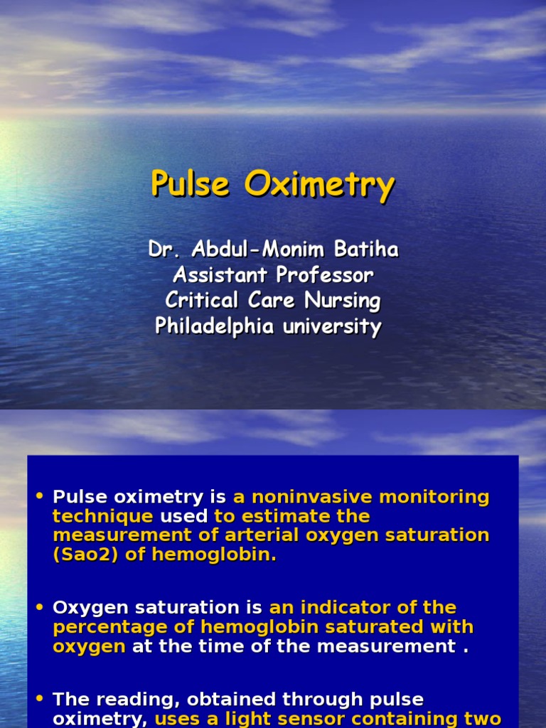 Pulse Oximetry 2 Hemoglobin Cardiovascular System