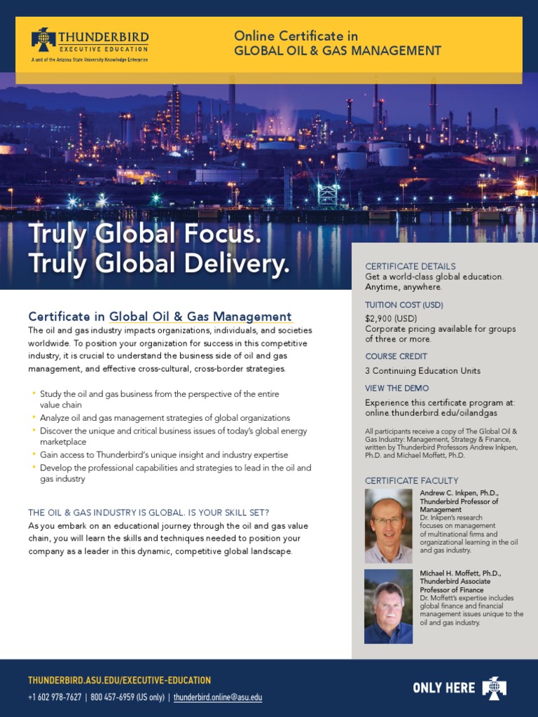 Certificate Oil and Gas MGMT Collateral and Syllabus | PDF | Petroleum ...