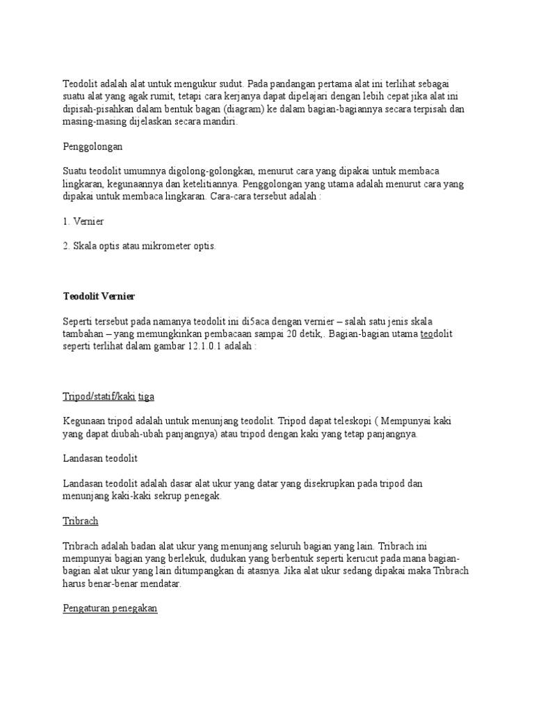 Teodolit Adalah Alat Untuk Mengukur Sudut