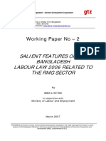 Salient Features of The Bangladesh Labour Law 2006 Related To The RMG Sector