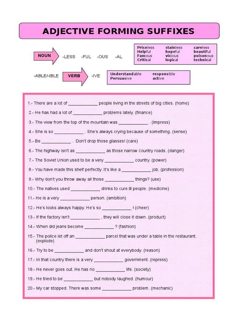 Adjective Formation and Examples | PDF