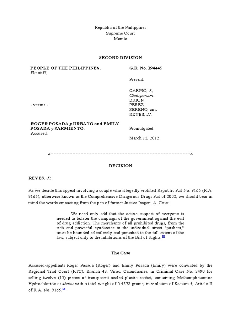 Cases On Constructive Possession in Drugs Cases | PDF | Prosecutor ...