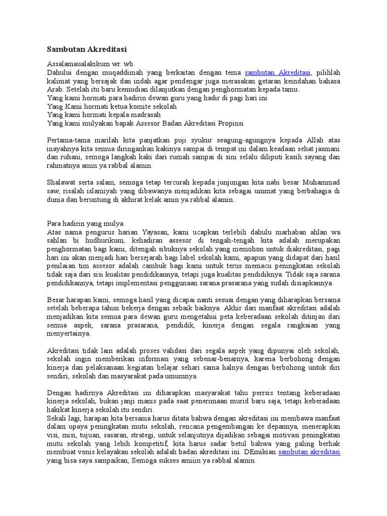 Sambutan Akreditasi