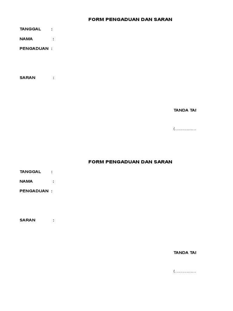 Form Kotak Saran PDF