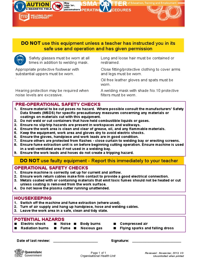 Plasma Cutter Welding Personal Protective Equipment