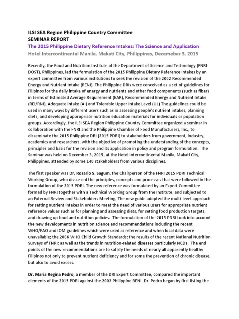 2015 Philippine Dietary Reference Intakes | PDF | Nutrients | Nutrition ...