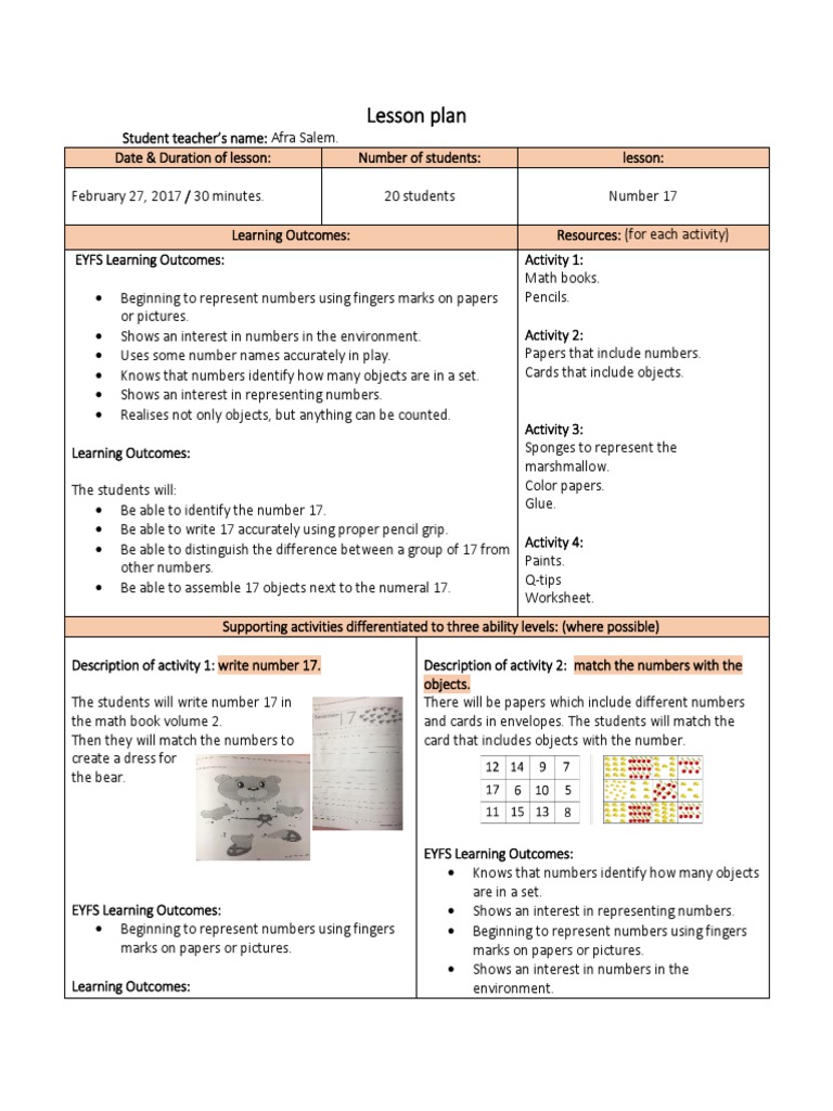 lesson plan fluency or vocabulary assignment