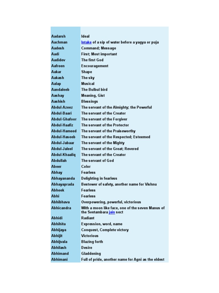 Names & Their Meaining | PDF | Krishna | Hinduism