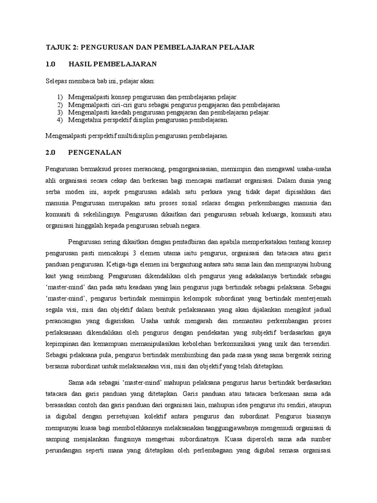 Topik 2 Kajian Pengurusan Dan Pembelajaran Pelajar Pdf
