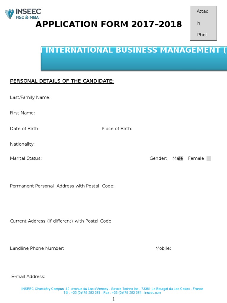MSc International Business Management Application | PDF | Fee | Business