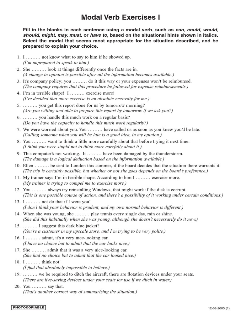 Grammar - Modal Verbs I PDF | PDF