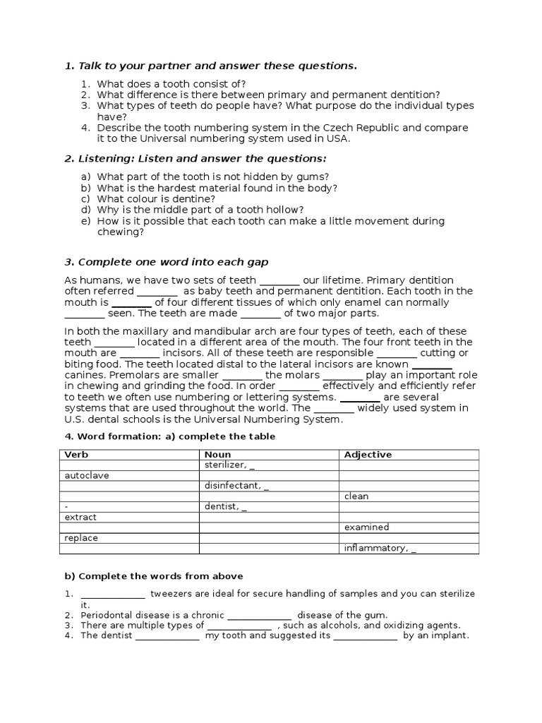 Talk To Your Partner and Answer These Questions. 4. Word Formation A) Complete The Table Verb