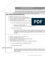 CS Form No. 212 Attachment - Work Experience Sheet