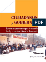 Gobiernos, Desarrollo Local, Democracia y Ciudadanos