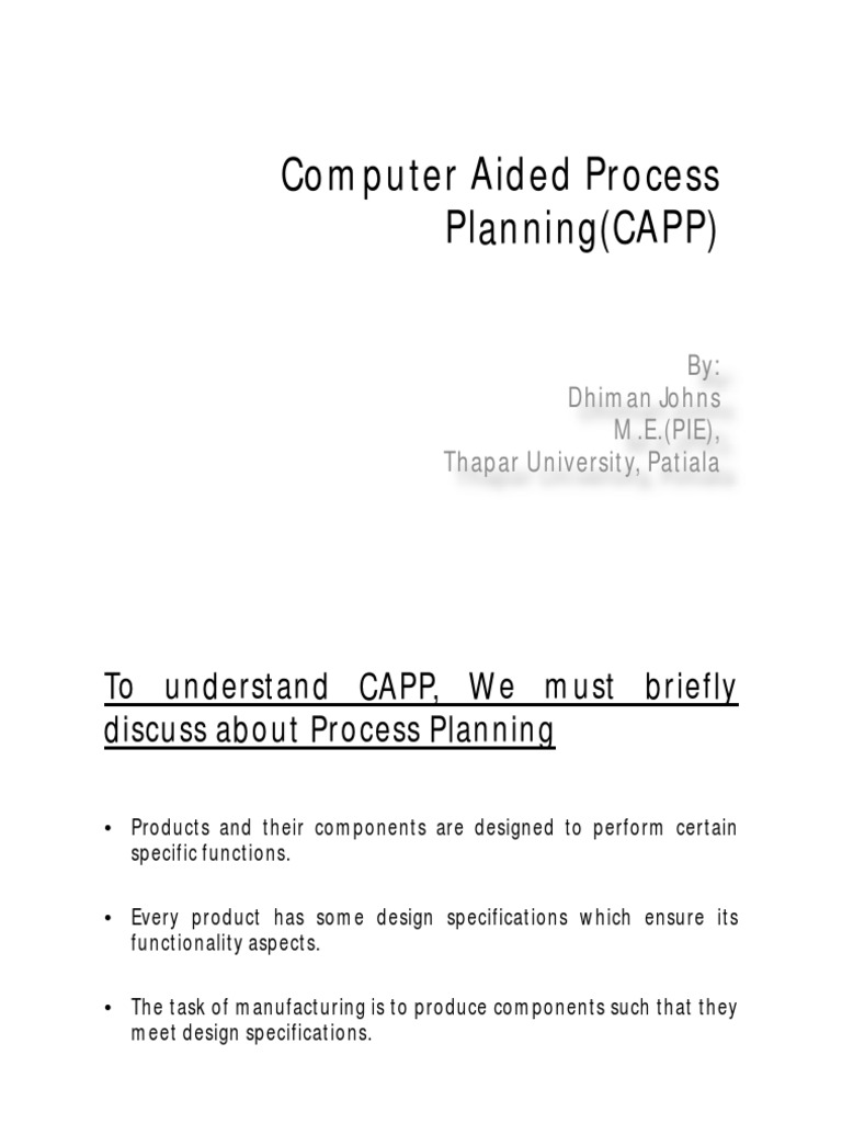 Overview of Computer Aided Process Planning | PDF | Computer Aided ...
