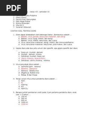 Soal Bu Dewi Diare Kel 1