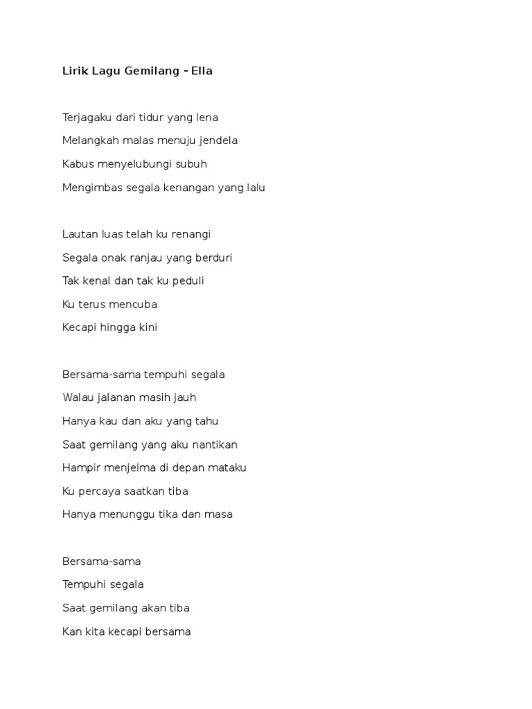 Lirik Lagu Gemilang Diri