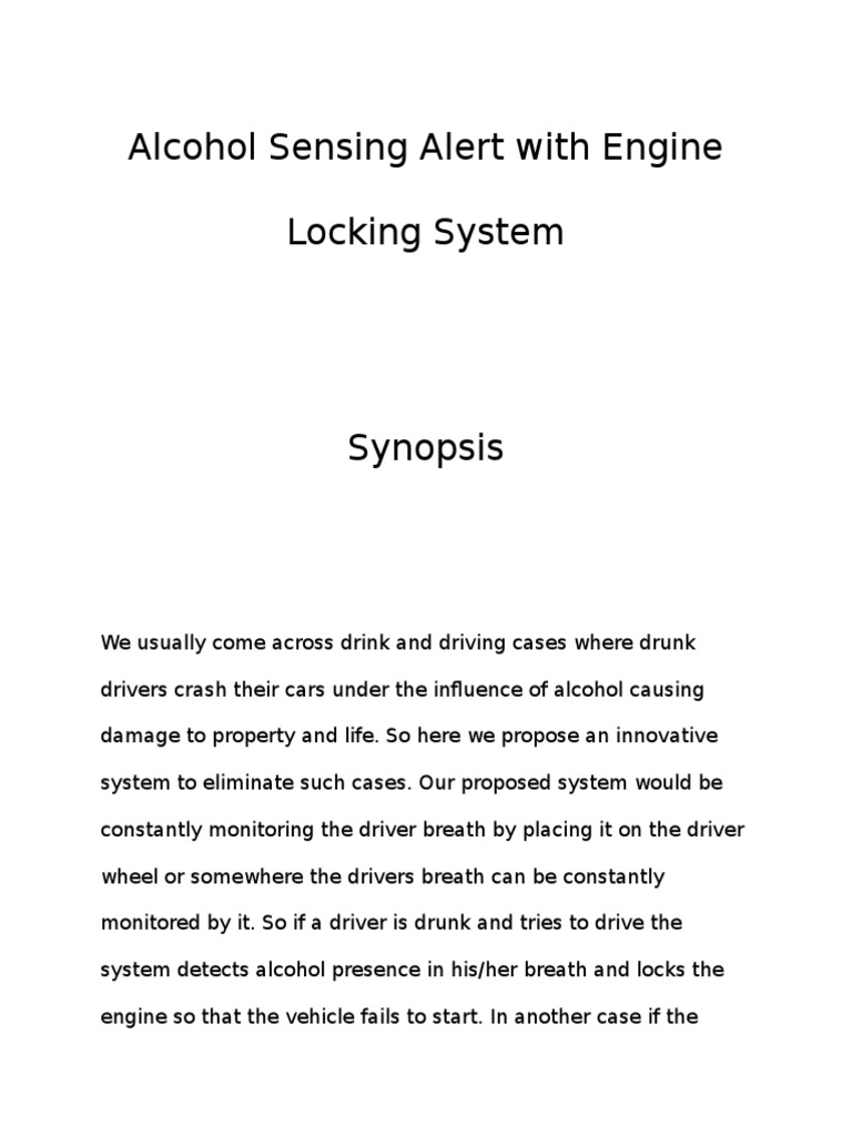Alcohol Sensing Alert With Engine Locking System PDF