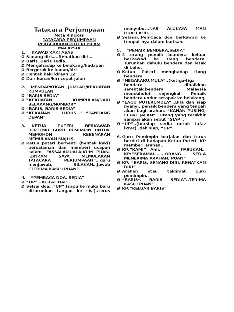 Tatacara Perjumpaan Ppim Pdf