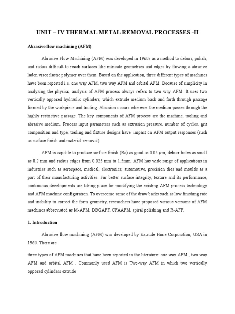 Abrasive Flow Machining PDF Machining Photolithography