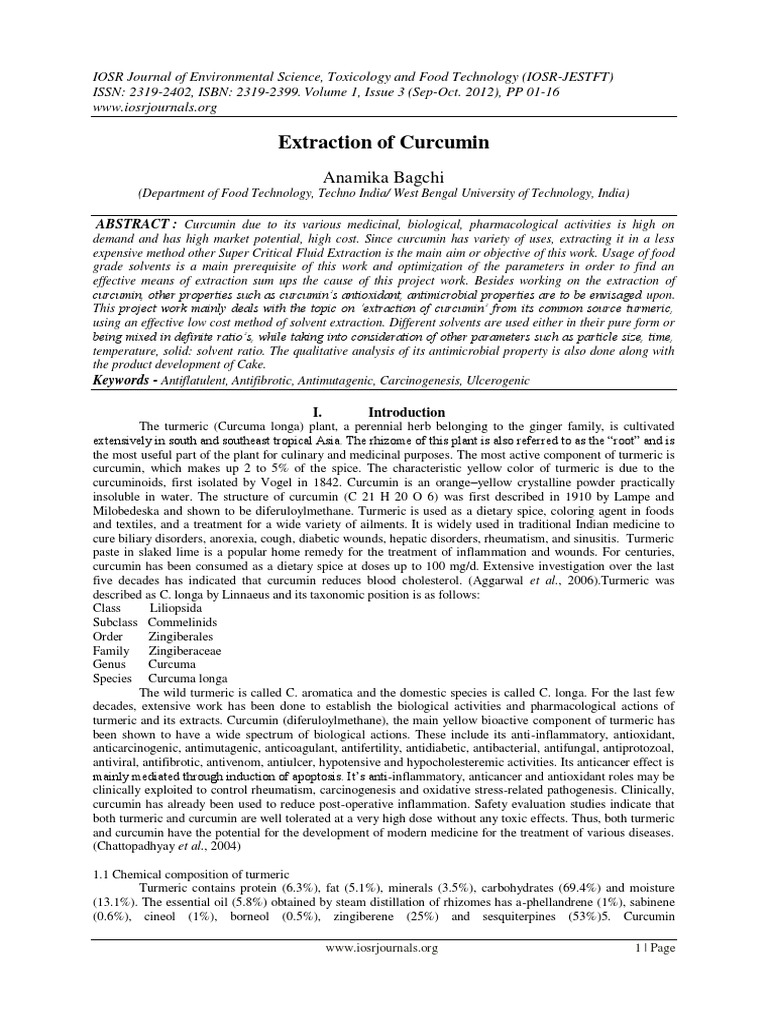 Cost-Effective Curcumin Extraction Methods | PDF | Turmeric | Antioxidant